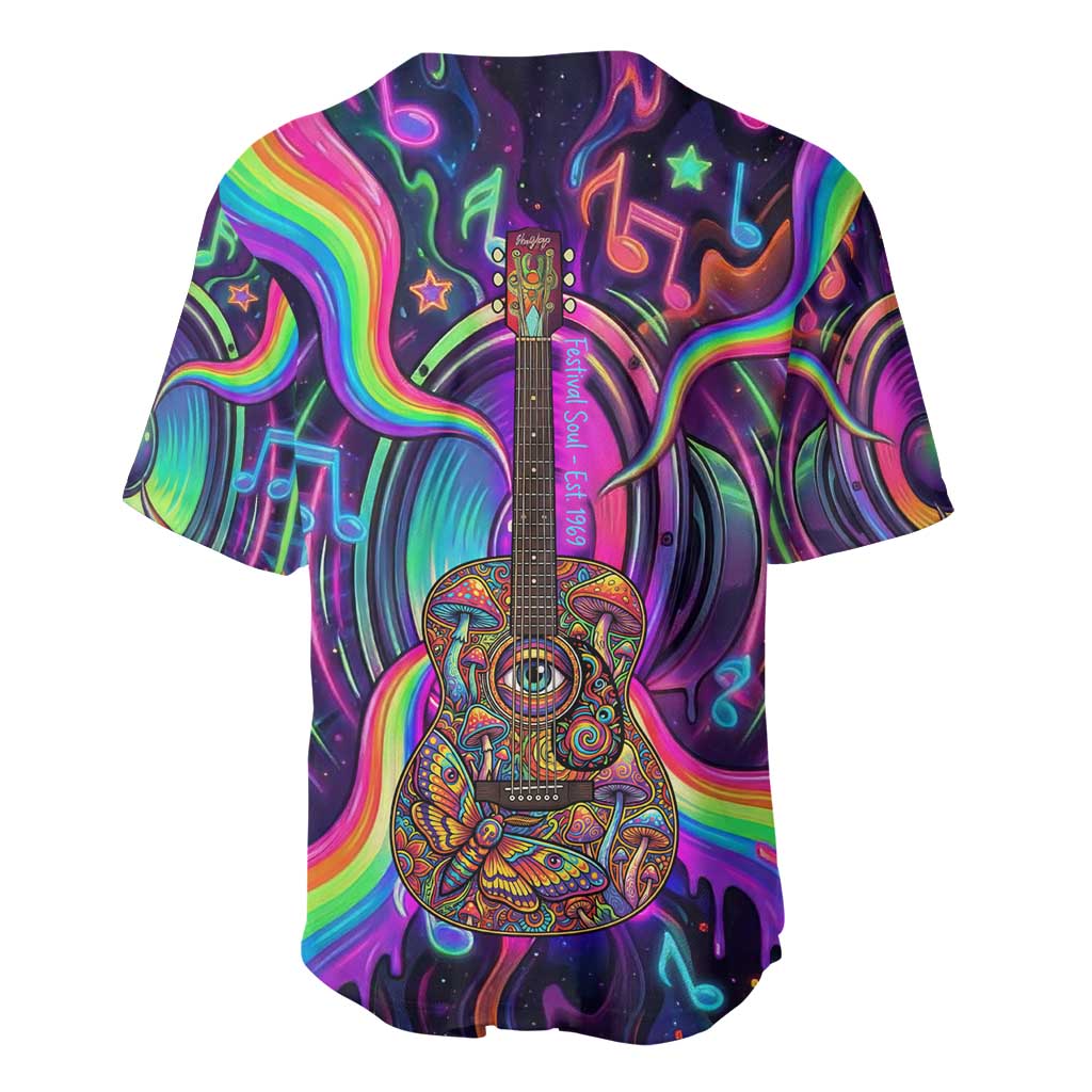 Trippy Guitar Baseball Jersey Festival Soul Psychedelic Music Vibes Since 1969