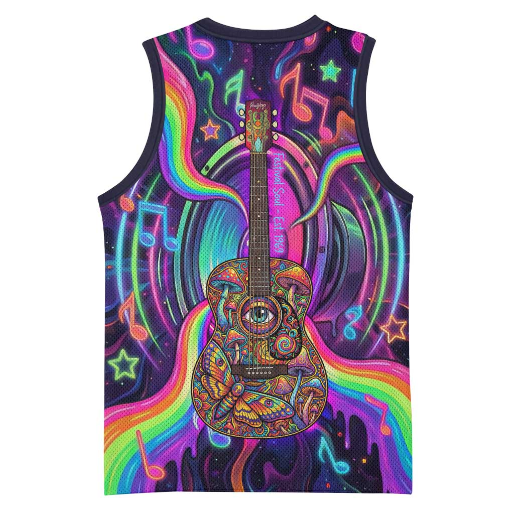 Trippy Guitar Basketball Jersey Festival Soul Psychedelic Music Vibes Since 1969