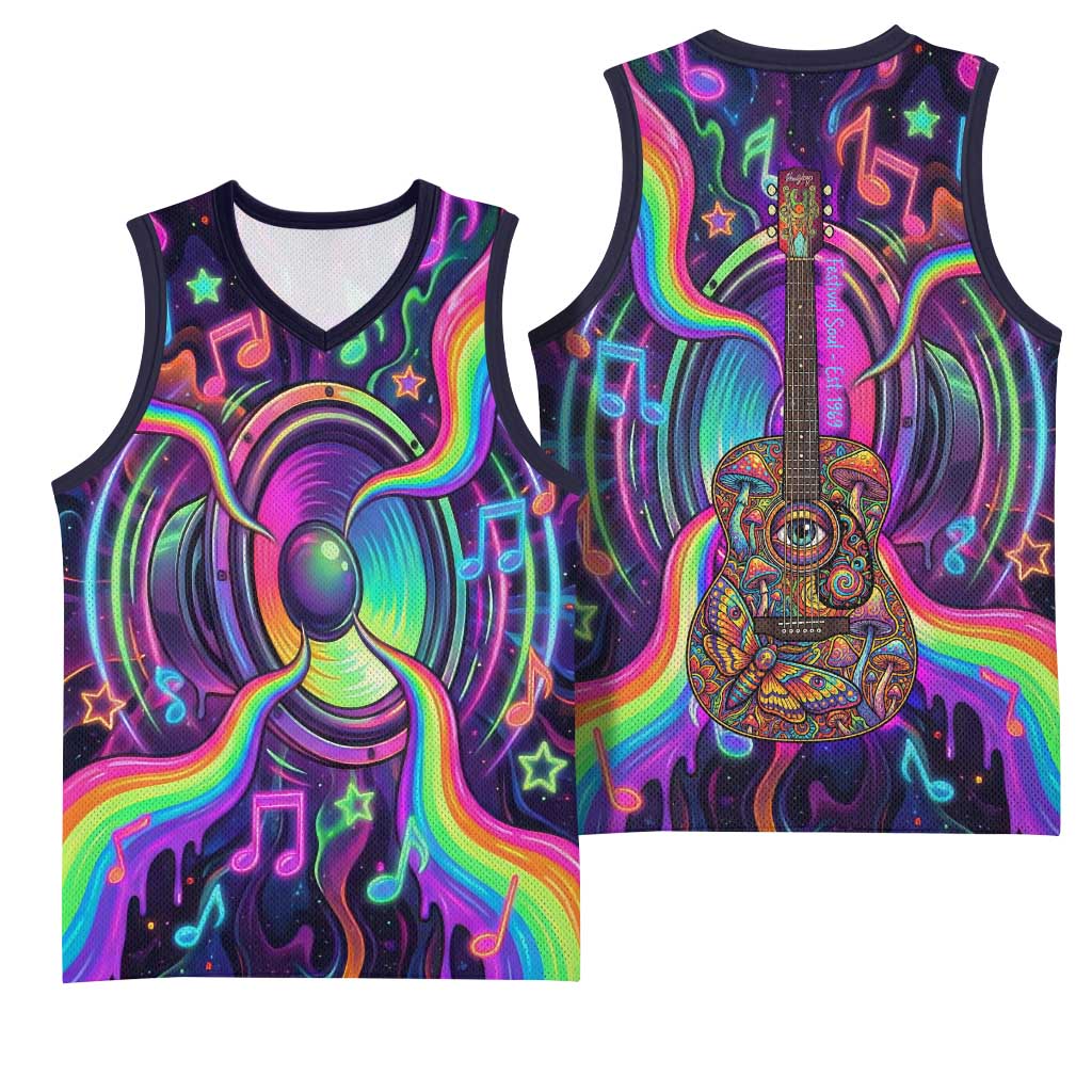 Trippy Guitar Basketball Jersey Festival Soul Psychedelic Music Vibes Since 1969
