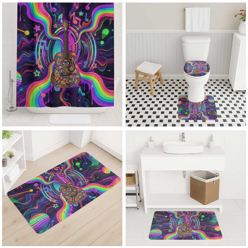 Trippy Guitar Bathroom Set Festival Soul Psychedelic Music Vibes Since 1969