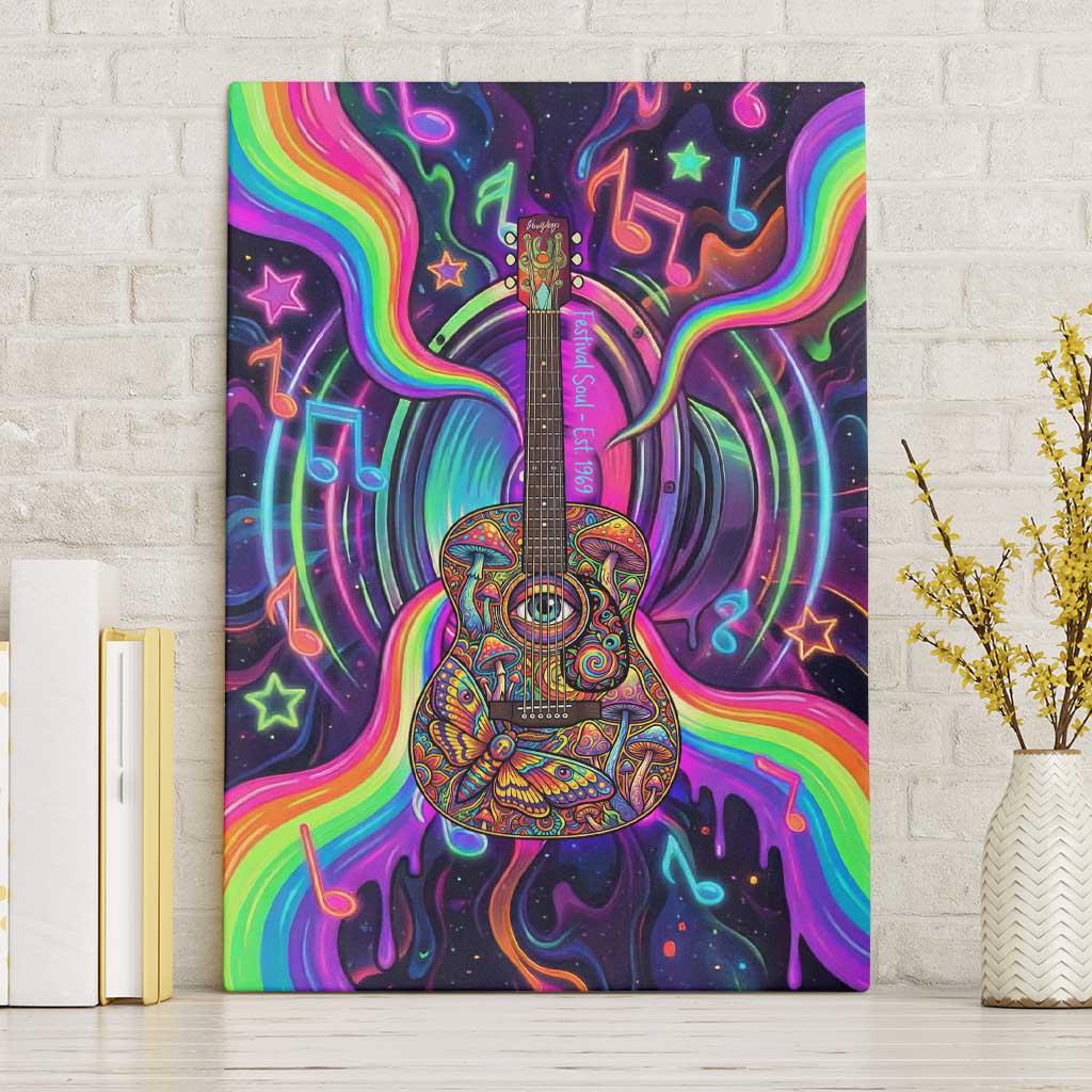Trippy Guitar Canvas Wall Art Festival Soul Psychedelic Music Vibes Since 1969