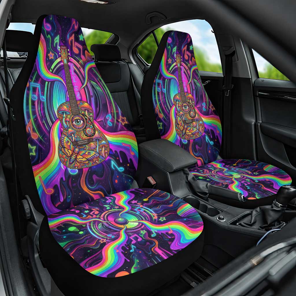 Trippy Guitar Car Seat Cover Festival Soul Psychedelic Music Vibes Since 1969