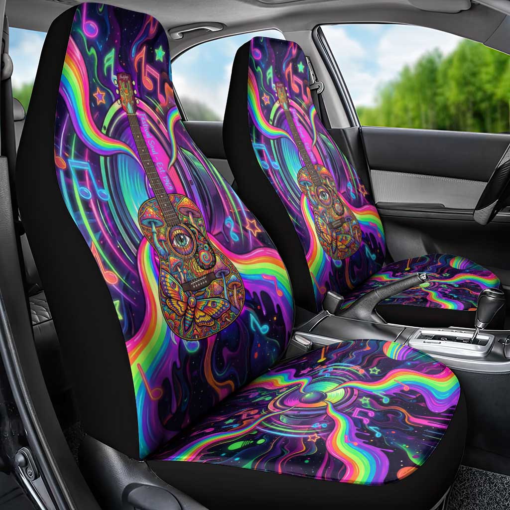 Trippy Guitar Car Seat Cover Festival Soul Psychedelic Music Vibes Since 1969