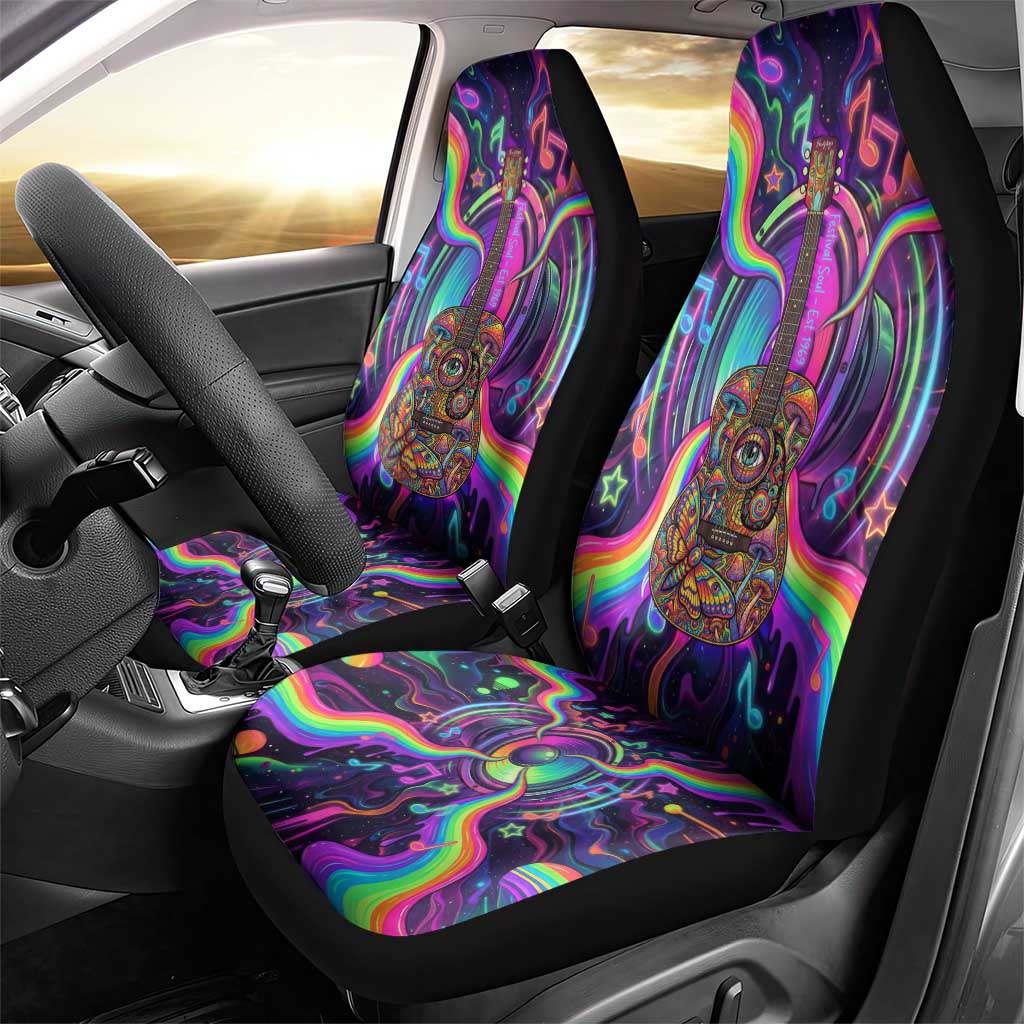 Trippy Guitar Car Seat Cover Festival Soul Psychedelic Music Vibes Since 1969