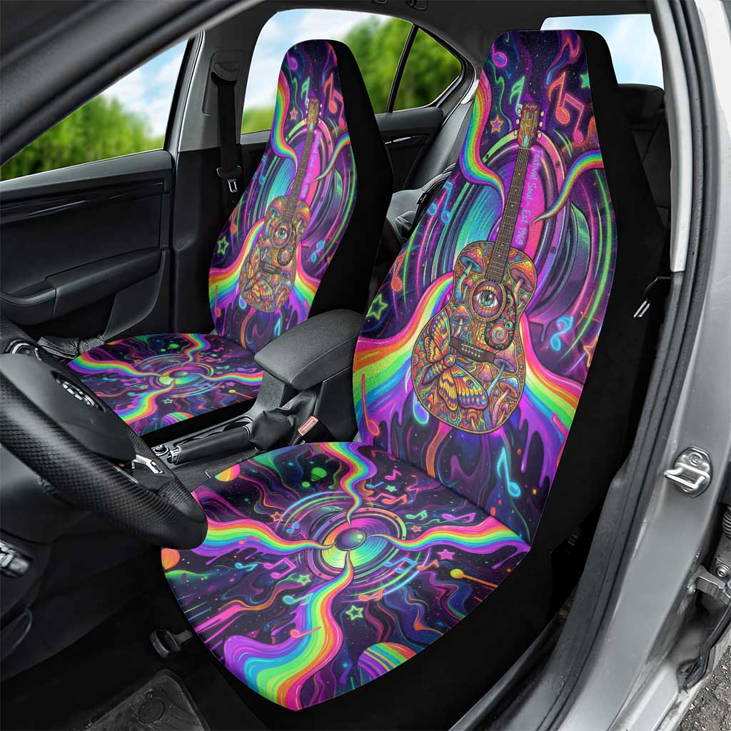 Trippy Guitar Car Seat Cover Festival Soul Psychedelic Music Vibes Since 1969
