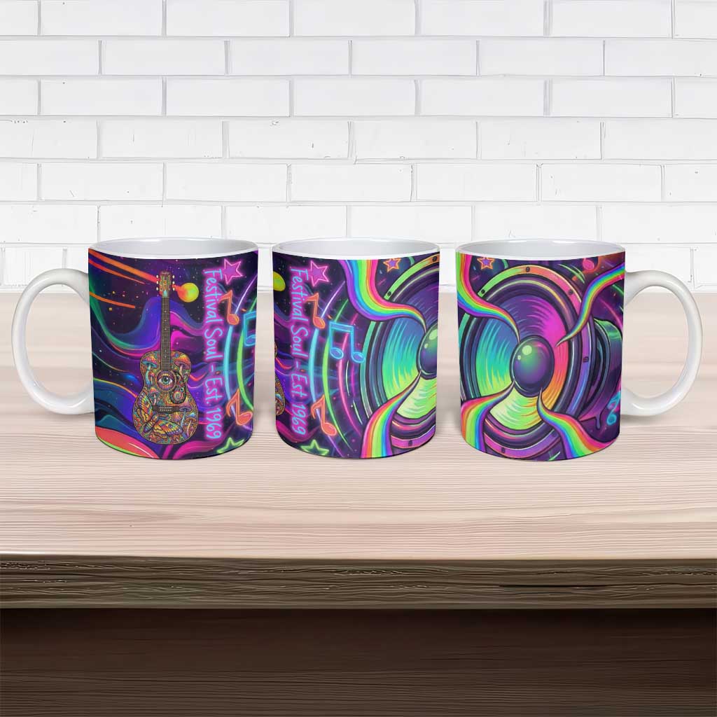 Trippy Guitar Ceramic Mug Festival Soul Psychedelic Music Vibes Since 1969