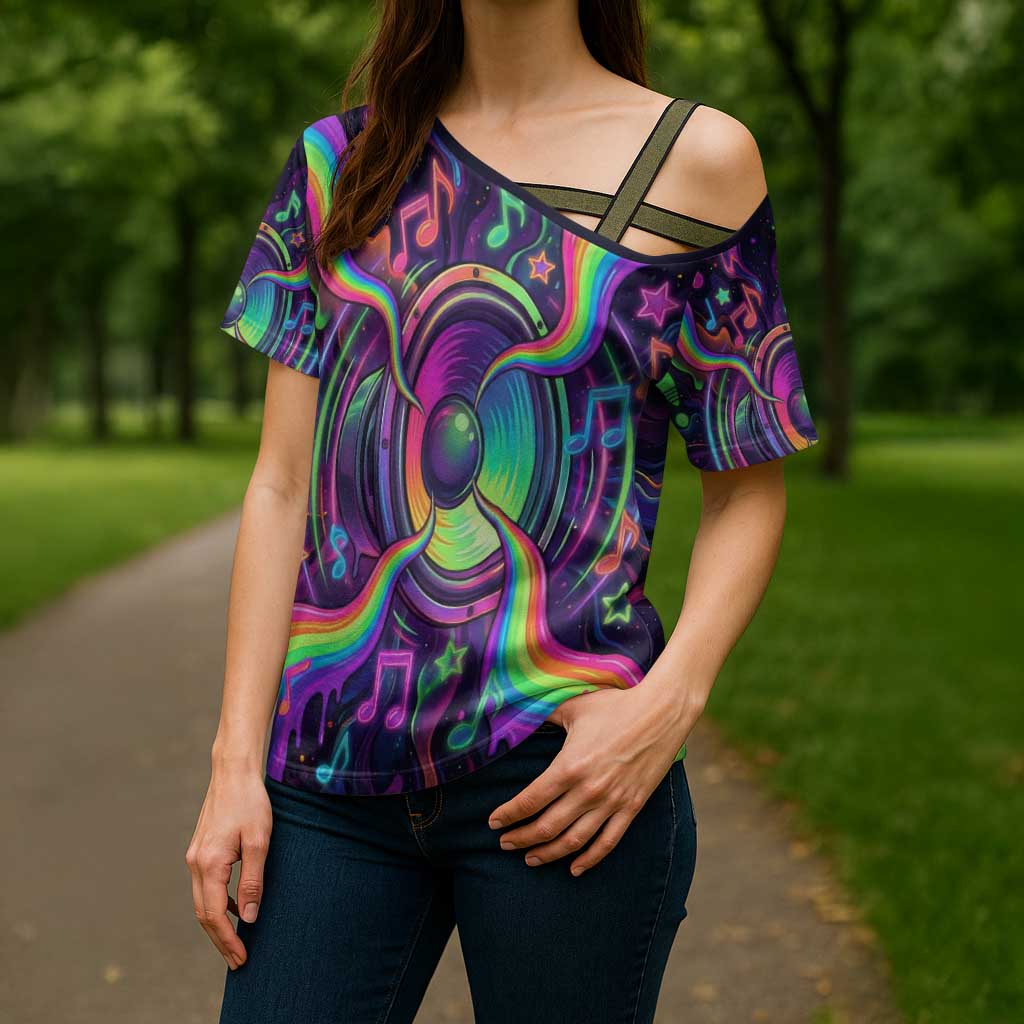 Trippy Guitar Cross Shoulder Shirt Festival Soul Psychedelic Music Vibes Since 1969