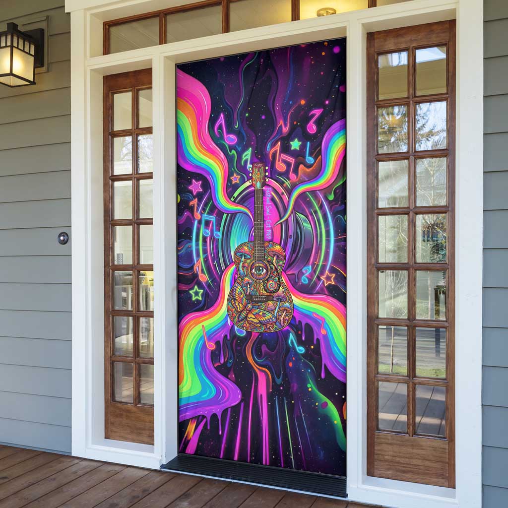 Trippy Guitar Door Cover Festival Soul Psychedelic Music Vibes Since 1969