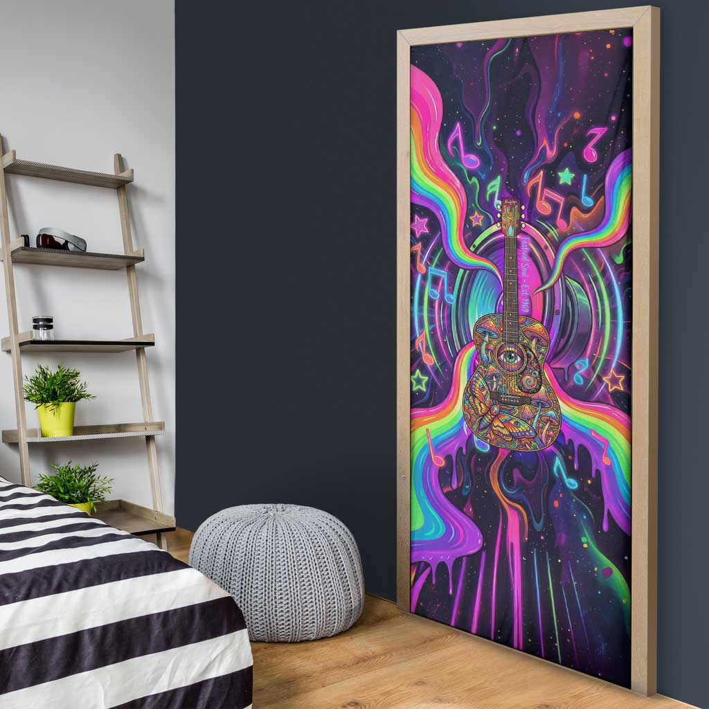 Trippy Guitar Door Cover Festival Soul Psychedelic Music Vibes Since 1969