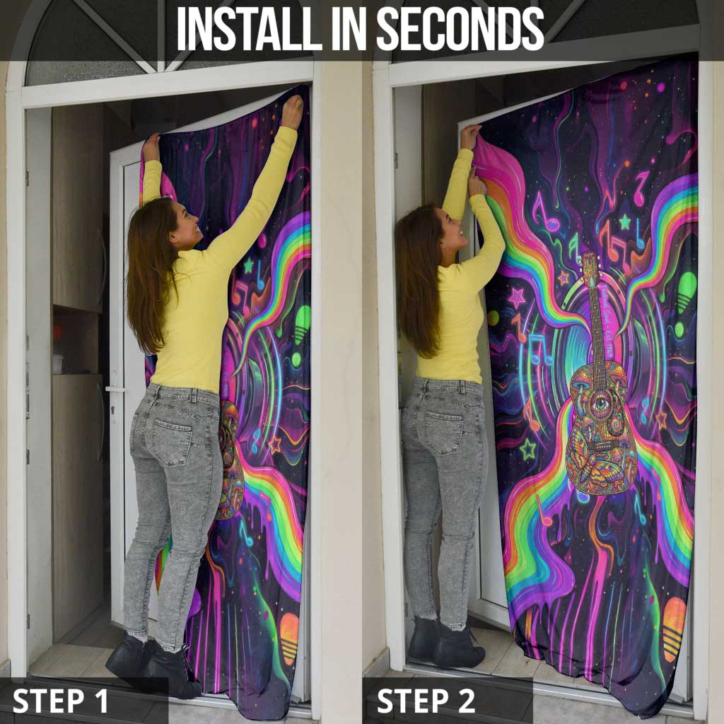 Trippy Guitar Door Cover Festival Soul Psychedelic Music Vibes Since 1969