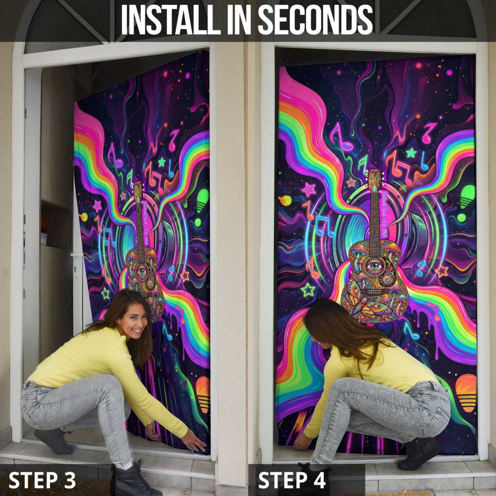 Trippy Guitar Door Cover Festival Soul Psychedelic Music Vibes Since 1969