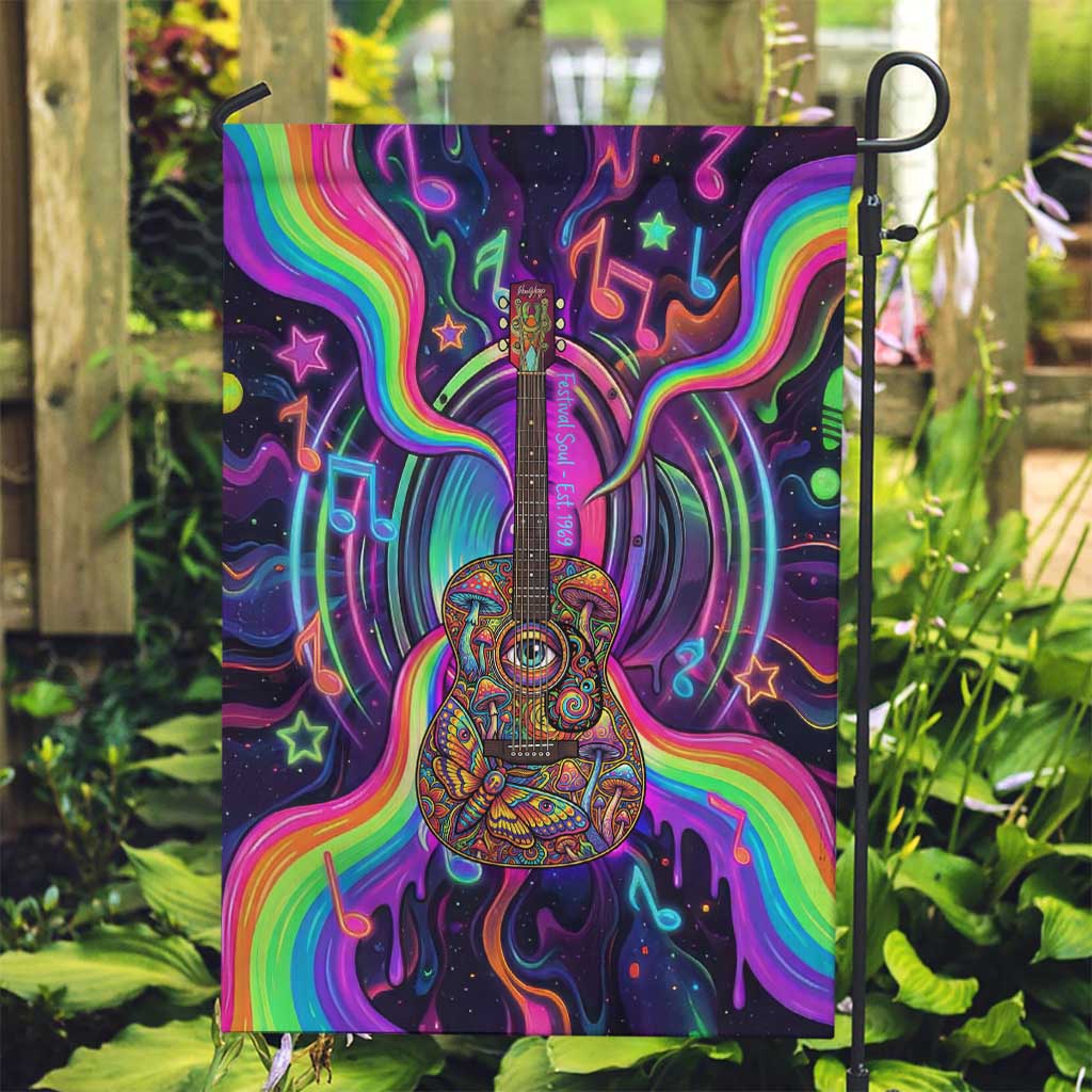 Trippy Guitar Garden Flag Festival Soul Psychedelic Music Vibes Since 1969