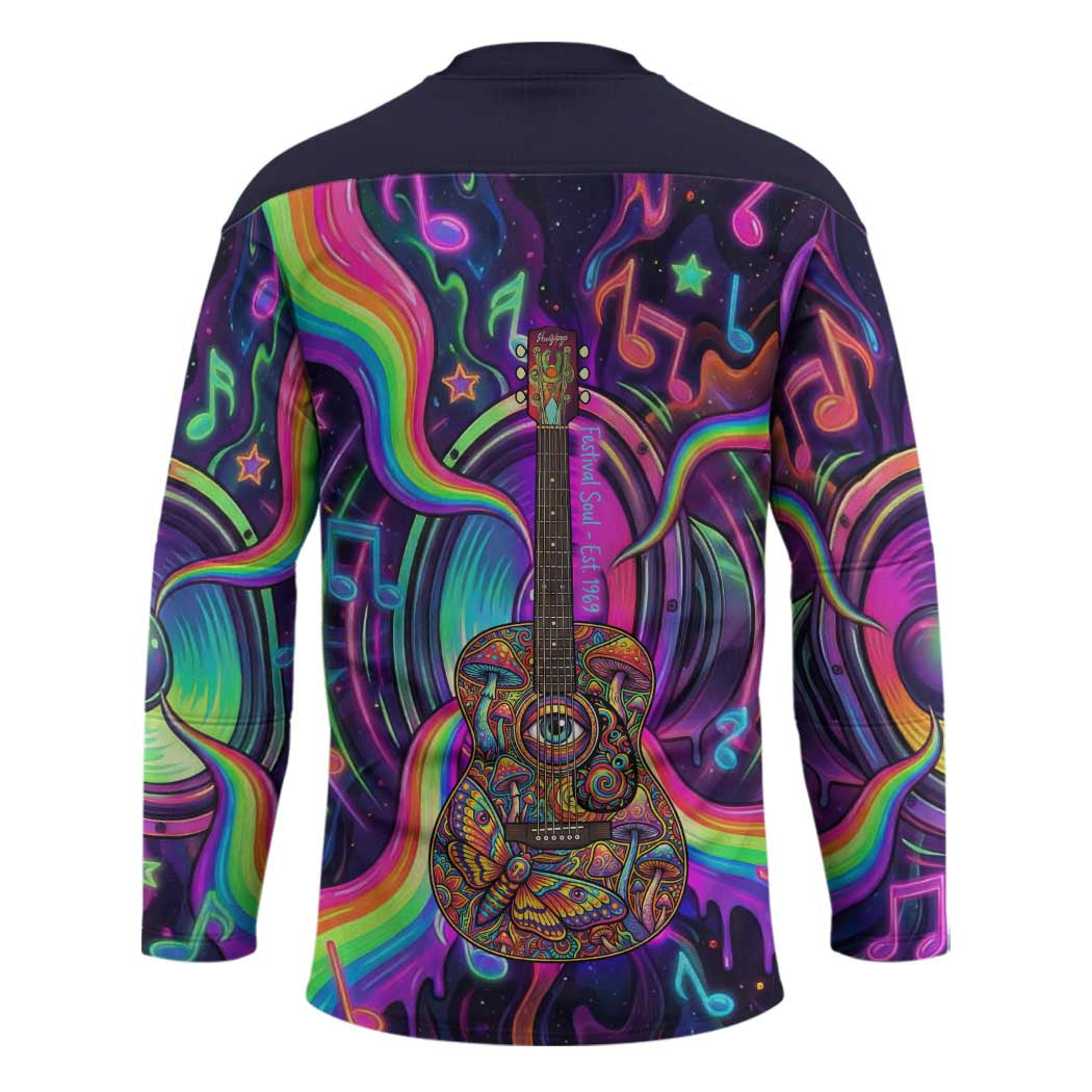 Trippy Guitar Hockey Jersey Festival Soul Psychedelic Music Vibes Since 1969