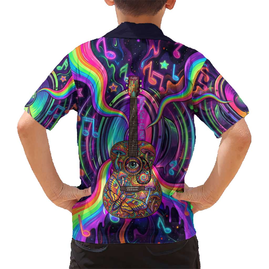 Trippy Guitar Kid Hawaiian Shirt Festival Soul Psychedelic Music Vibes Since 1969