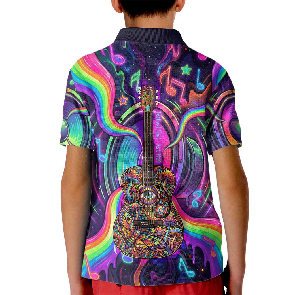Trippy Guitar Kid Polo Shirt Festival Soul Psychedelic Music Vibes Since 1969