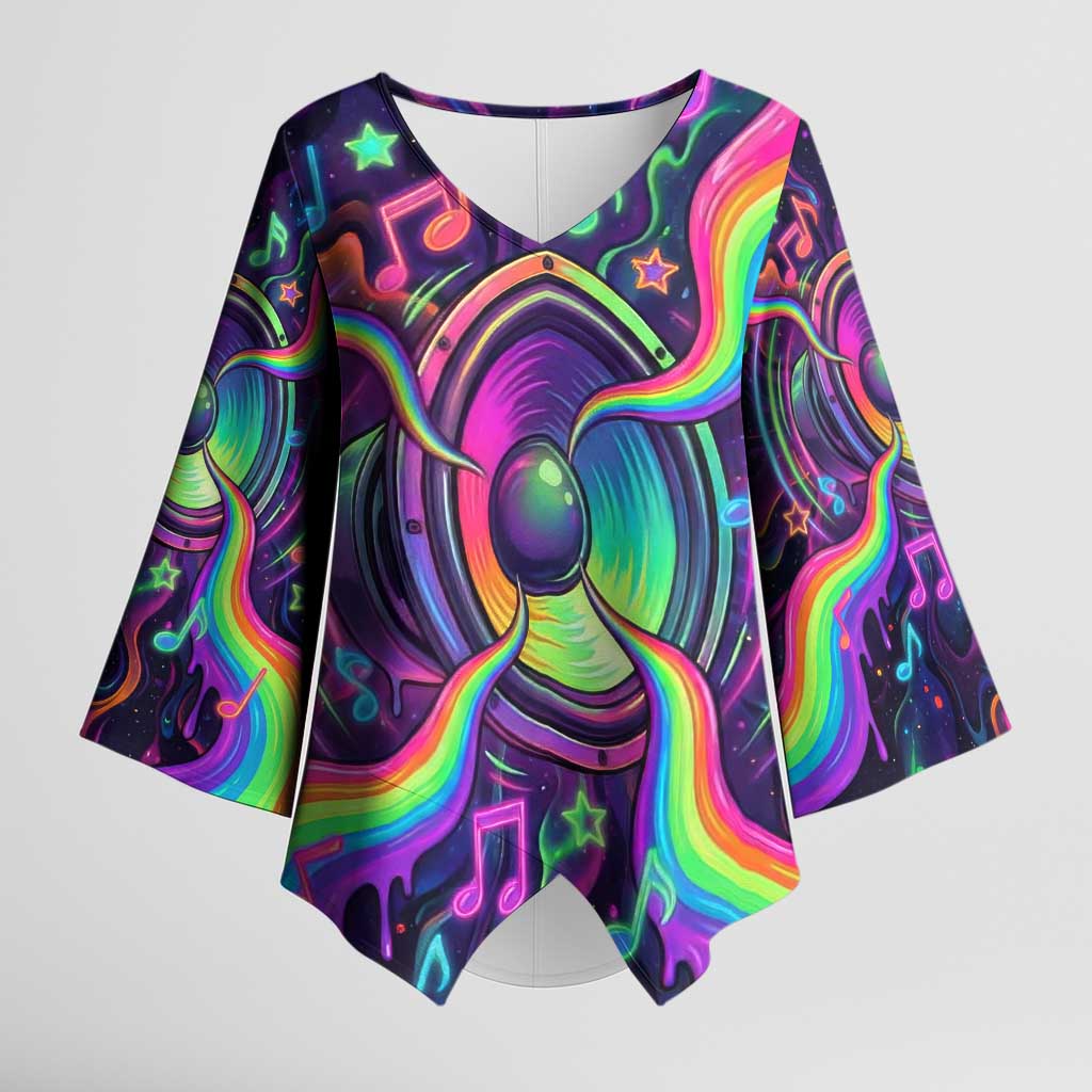 Trippy Guitar Kimono Sleeve Blouse Festival Soul Psychedelic Music Vibes Since 1969