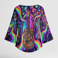 Trippy Guitar Kimono Sleeve Blouse Festival Soul Psychedelic Music Vibes Since 1969