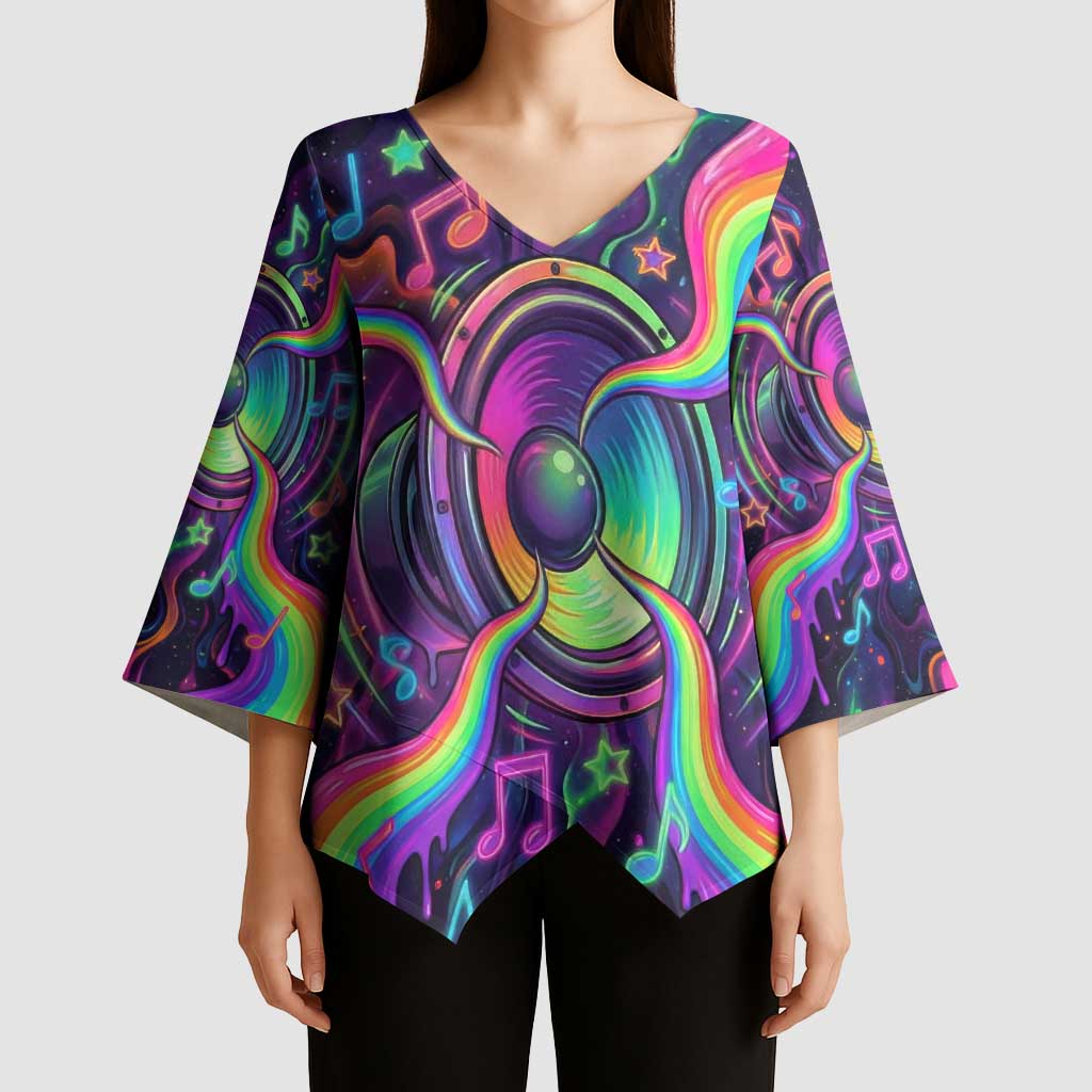 Trippy Guitar Kimono Sleeve Blouse Festival Soul Psychedelic Music Vibes Since 1969