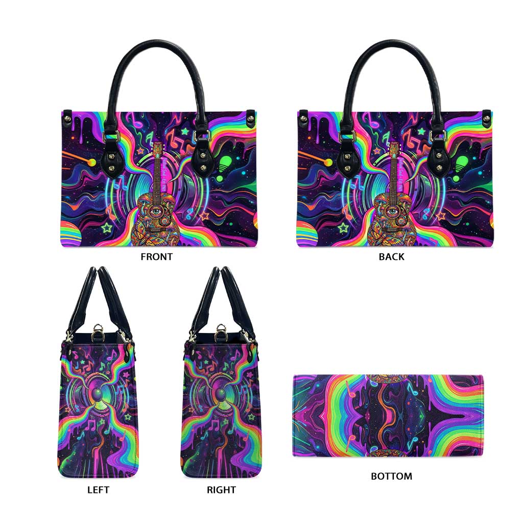 Trippy Guitar Leather Bag Festival Soul Psychedelic Music Vibes Since 1969