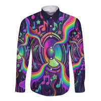 Trippy Guitar Long Sleeve Button Shirt Festival Soul Psychedelic Music Vibes Since 1969