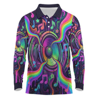Trippy Guitar Long Sleeve Polo Shirt Festival Soul Psychedelic Music Vibes Since 1969