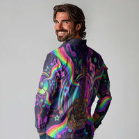 Trippy Guitar Long Sleeve Polo Shirt Festival Soul Psychedelic Music Vibes Since 1969