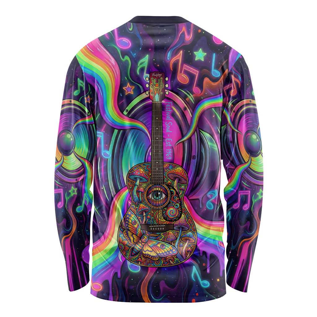 Trippy Guitar Long Sleeve Shirt Festival Soul Psychedelic Music Vibes Since 1969
