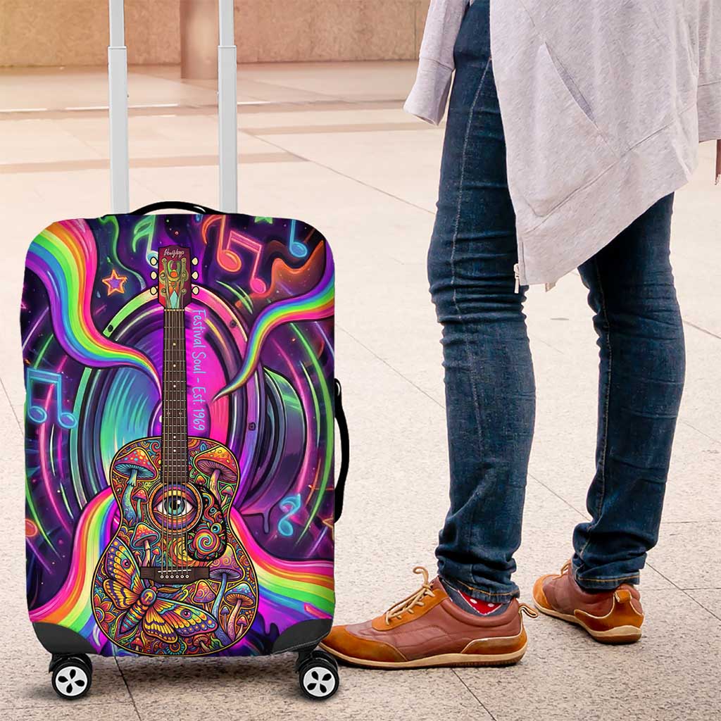 Trippy Guitar Luggage Cover Festival Soul Psychedelic Music Vibes Since 1969