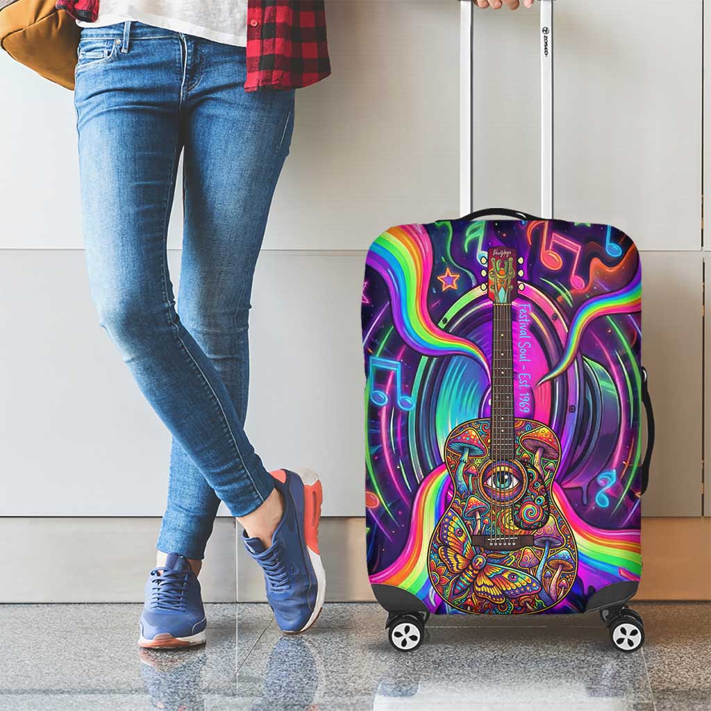 Trippy Guitar Luggage Cover Festival Soul Psychedelic Music Vibes Since 1969