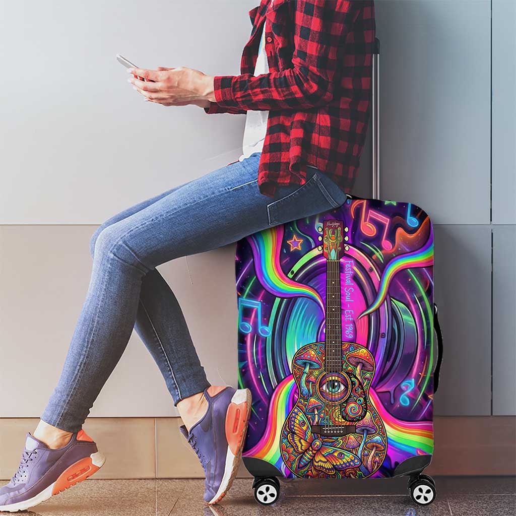 Trippy Guitar Luggage Cover Festival Soul Psychedelic Music Vibes Since 1969