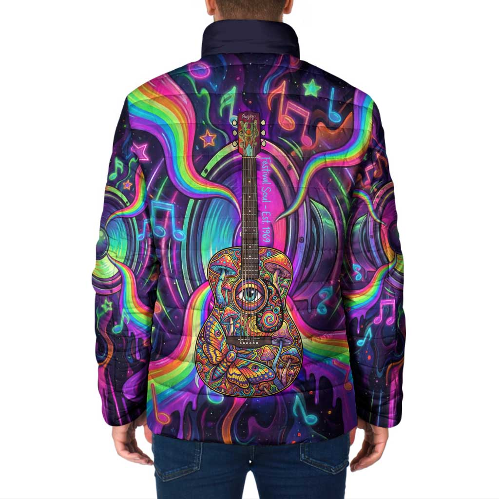 Trippy Guitar Padded Jacket Festival Soul Psychedelic Music Vibes Since 1969