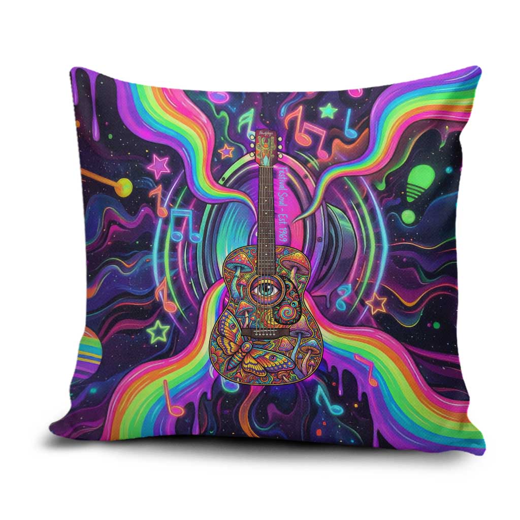 Trippy Guitar Pillow Cover Festival Soul Psychedelic Music Vibes Since 1969