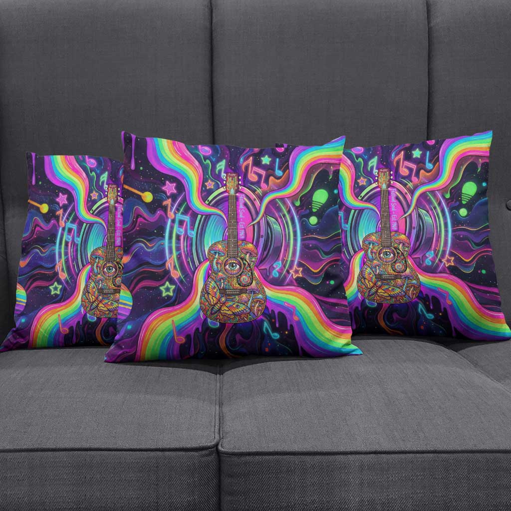Trippy Guitar Pillow Cover Festival Soul Psychedelic Music Vibes Since 1969