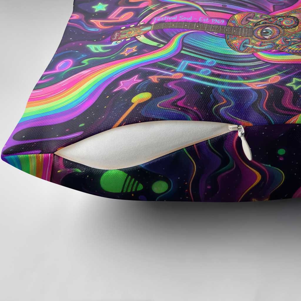Trippy Guitar Pillow Cover Festival Soul Psychedelic Music Vibes Since 1969