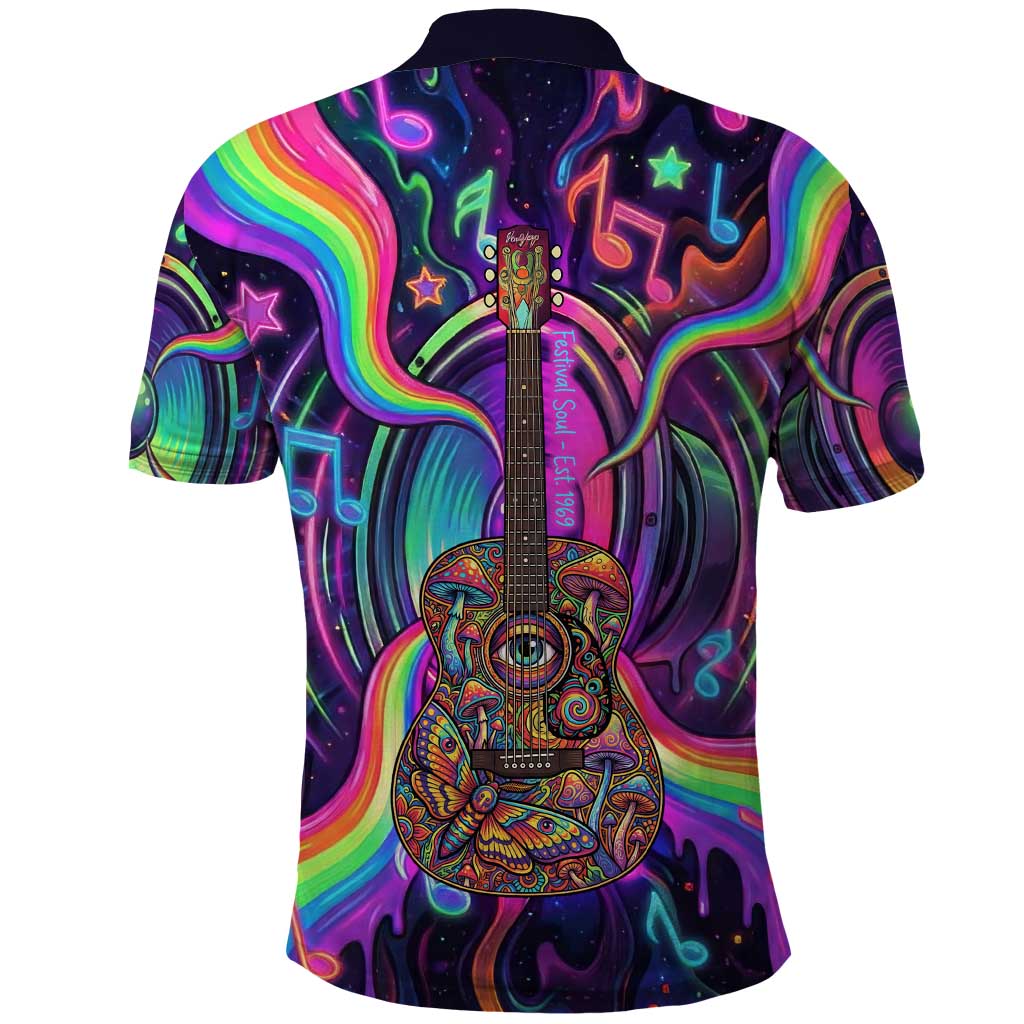 Trippy Guitar Polo Shirt Festival Soul Psychedelic Music Vibes Since 1969