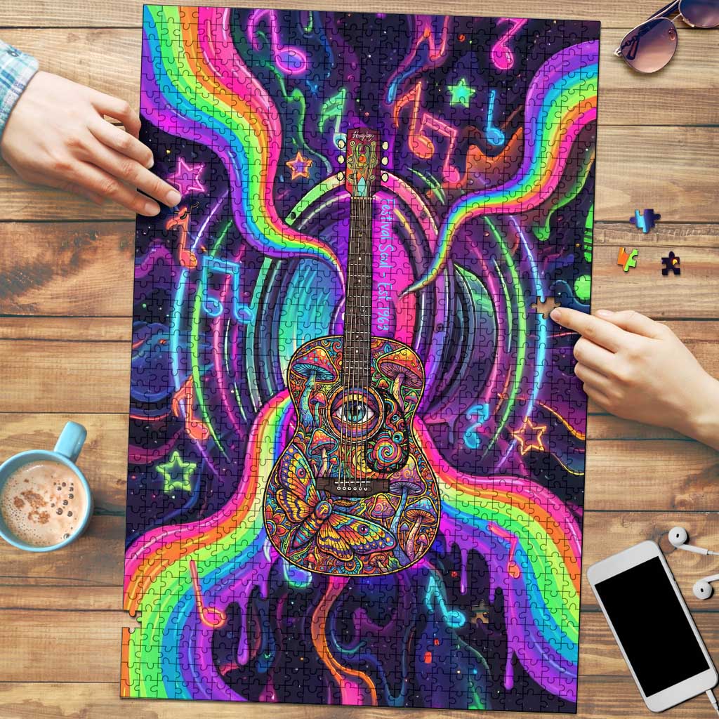 Trippy Guitar Puzzle Festival Soul Psychedelic Music Vibes Since 1969