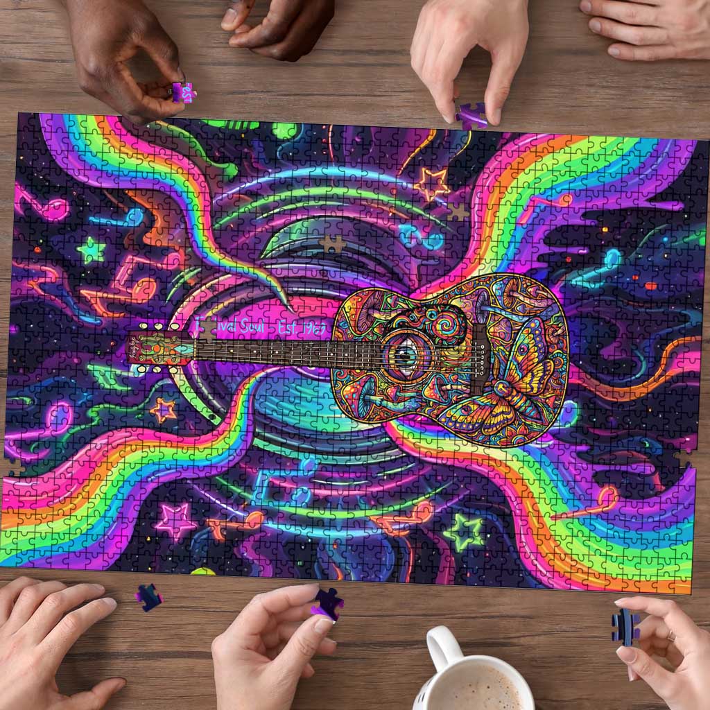 Trippy Guitar Puzzle Festival Soul Psychedelic Music Vibes Since 1969