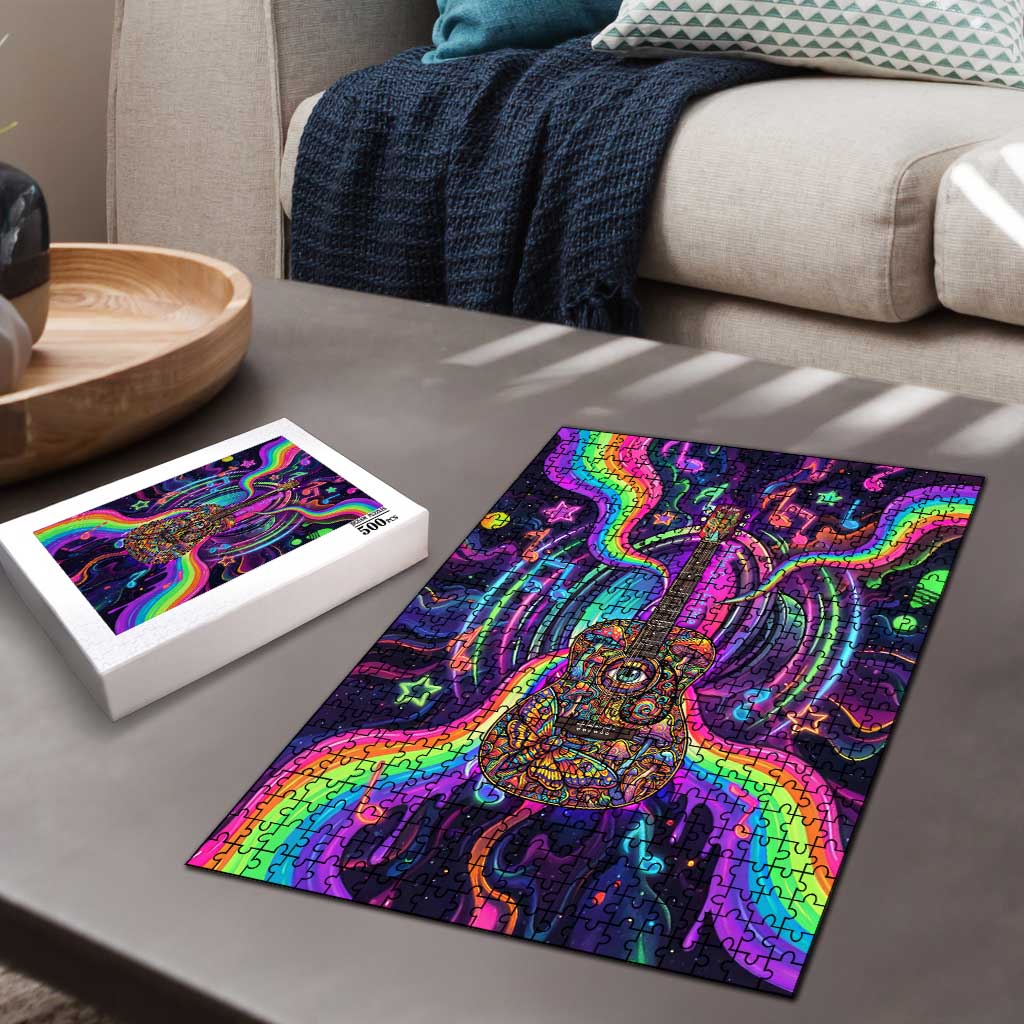 Trippy Guitar Puzzle Festival Soul Psychedelic Music Vibes Since 1969