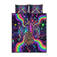 Trippy Guitar Quilt Bed Set Festival Soul Psychedelic Music Vibes Since 1969