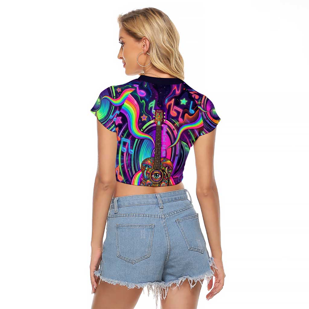 Trippy Guitar Raglan Cropped T Shirt Festival Soul Psychedelic Music Vibes Since 1969
