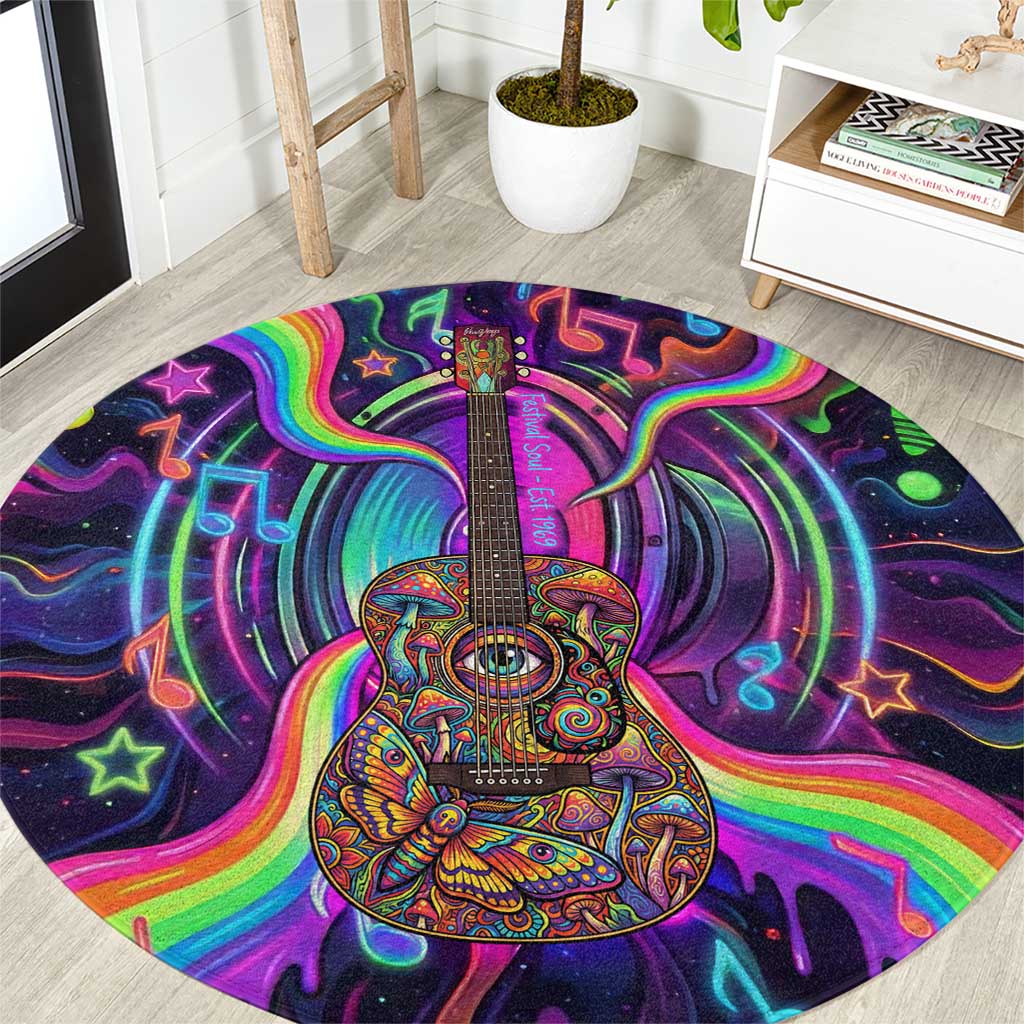 Trippy Guitar Round Carpet Festival Soul Psychedelic Music Vibes Since 1969