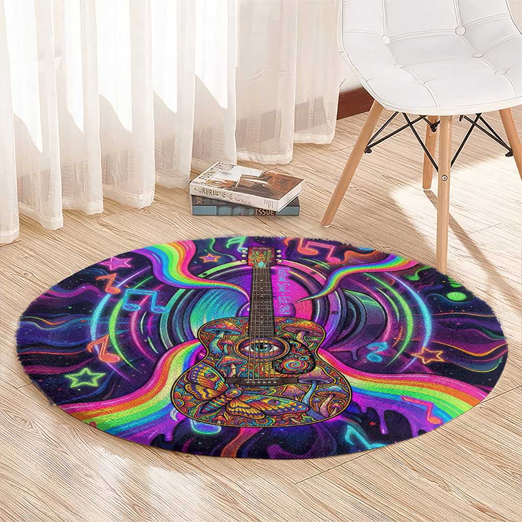 Trippy Guitar Round Carpet Festival Soul Psychedelic Music Vibes Since 1969