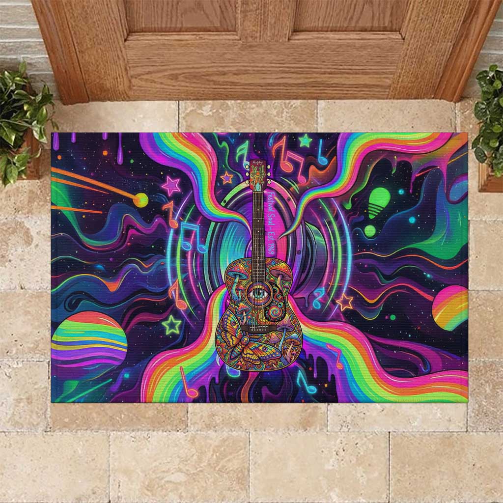 Trippy Guitar Rubber Doormat Festival Soul Psychedelic Music Vibes Since 1969
