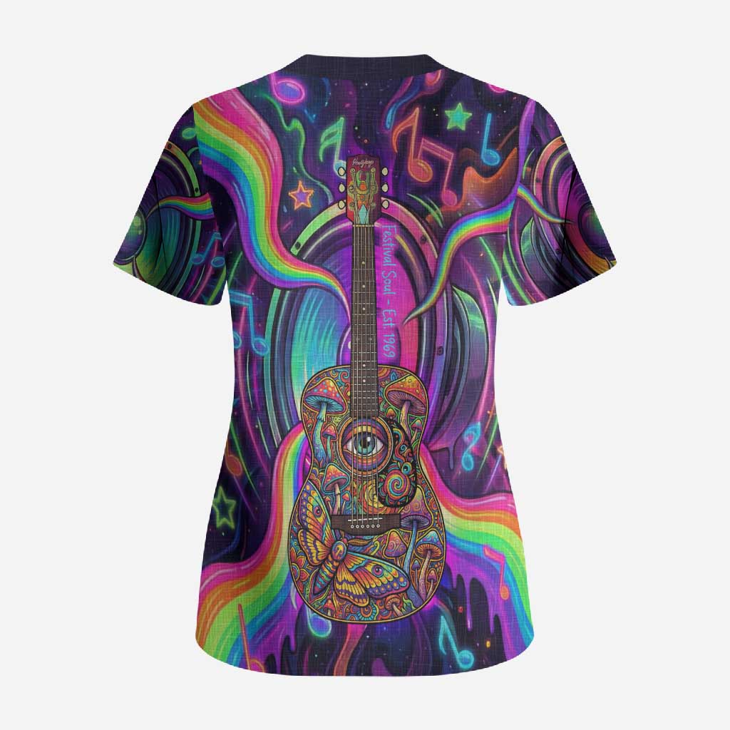 Trippy Guitar Scrub Top Festival Soul Psychedelic Music Vibes Since 1969