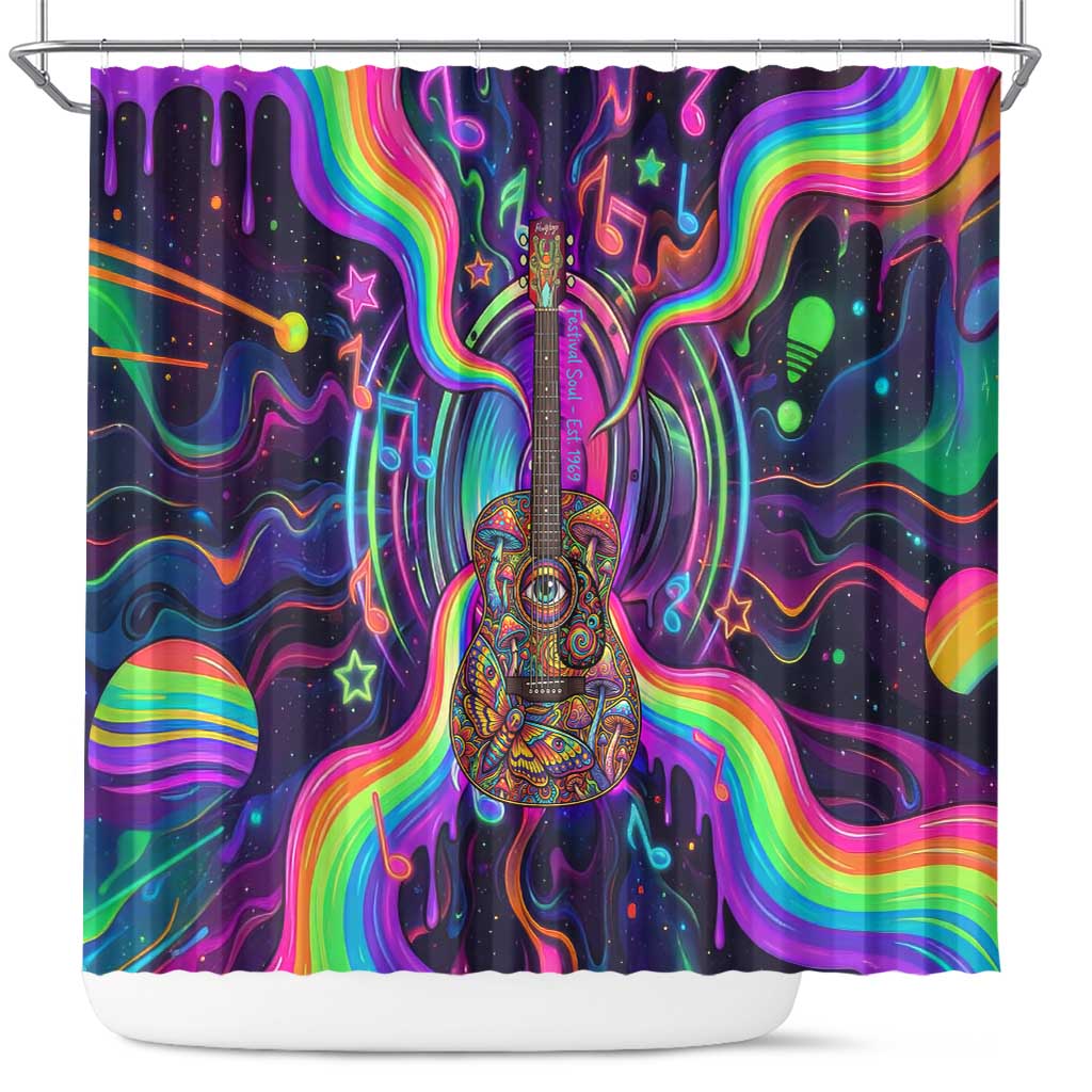 Trippy Guitar Shower Curtain Festival Soul Psychedelic Music Vibes Since 1969