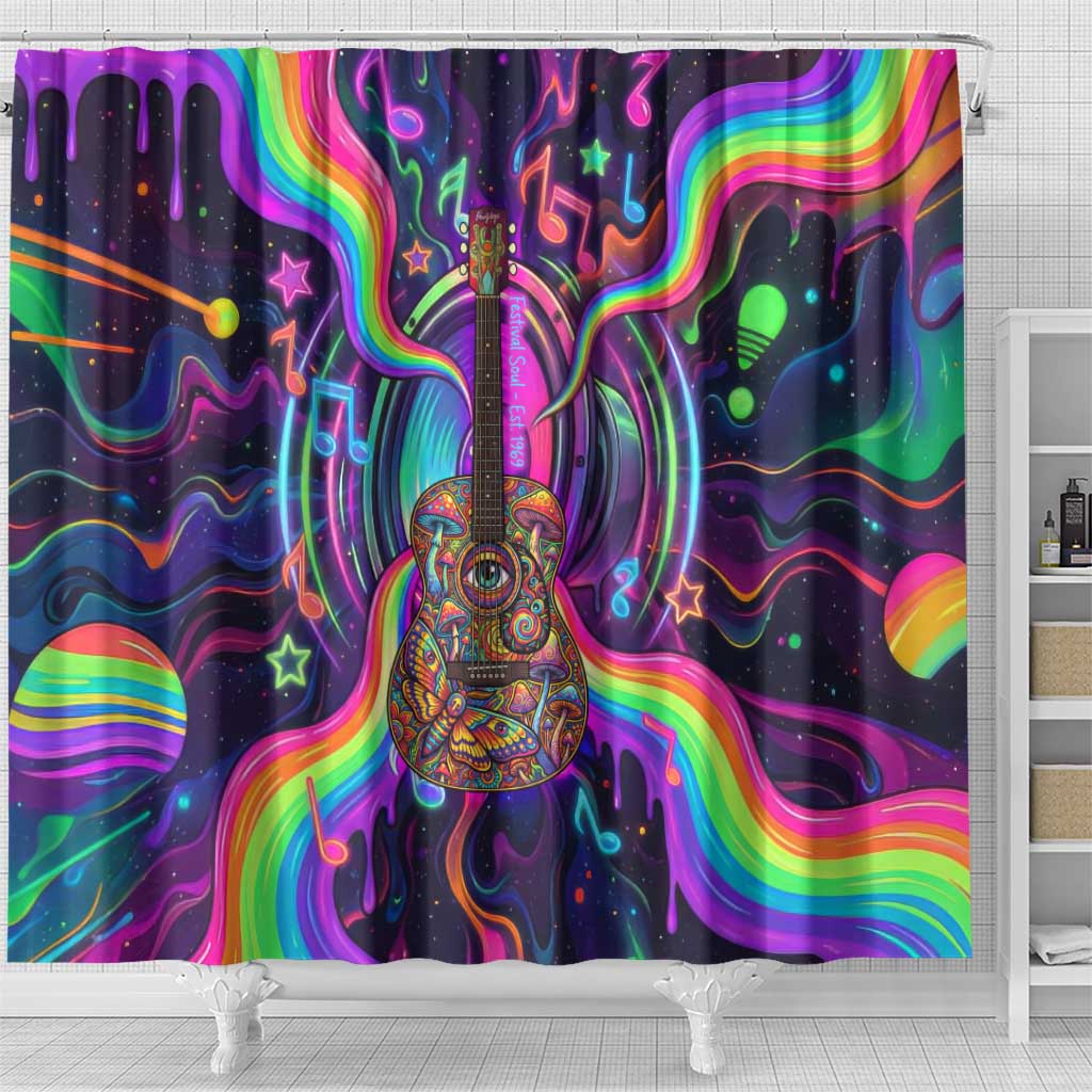 Trippy Guitar Shower Curtain Festival Soul Psychedelic Music Vibes Since 1969