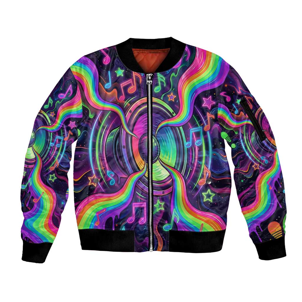 Trippy Guitar Sleeve Zip Bomber Jacket Festival Soul Psychedelic Music Vibes Since 1969