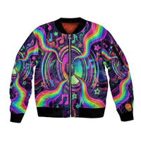Trippy Guitar Sleeve Zip Bomber Jacket Festival Soul Psychedelic Music Vibes Since 1969
