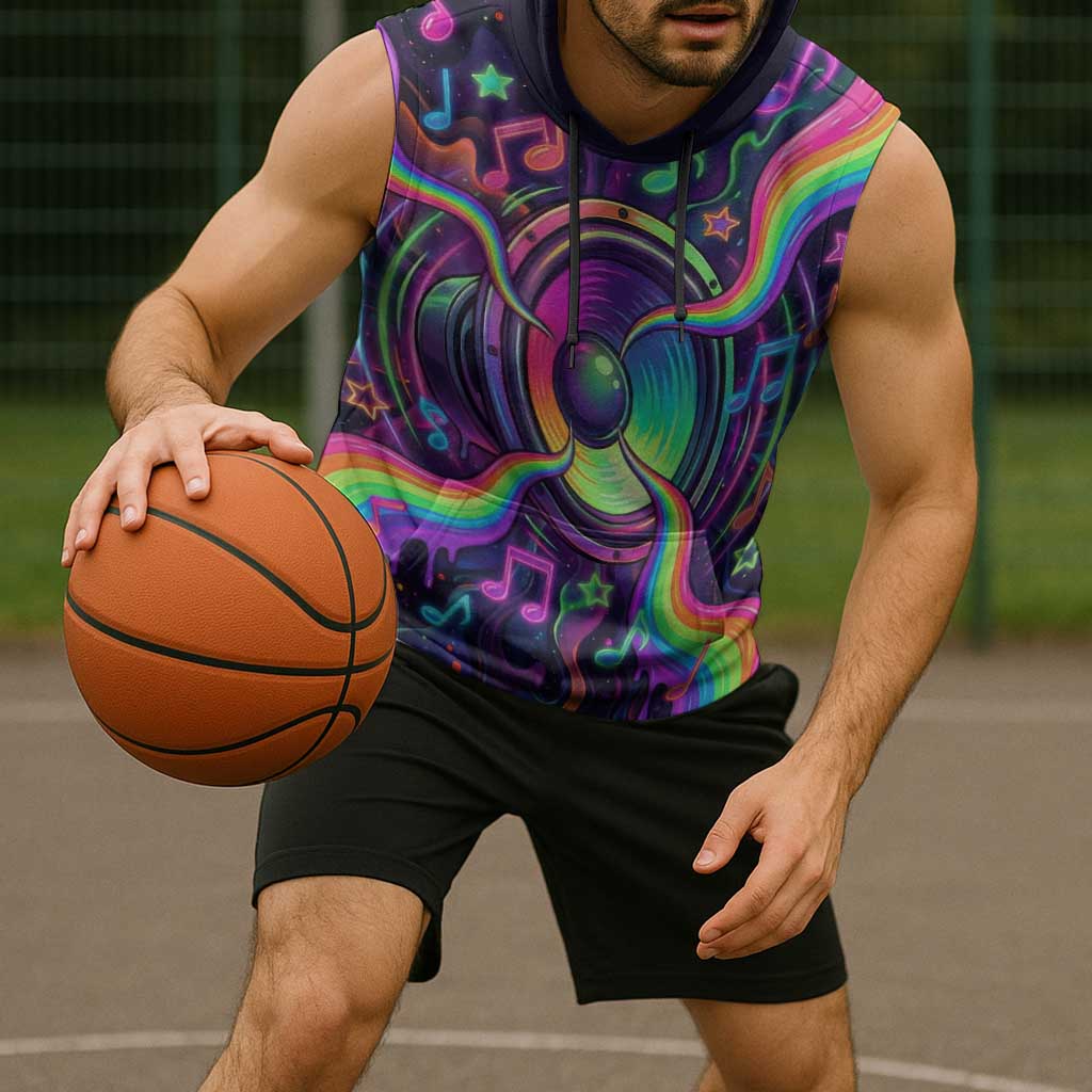 Trippy Guitar Sleeveless Hoodie Festival Soul Psychedelic Music Vibes Since 1969