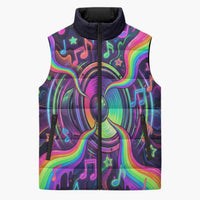 Trippy Guitar Sleeveless Puffer Jacket Festival Soul Psychedelic Music Vibes Since 1969